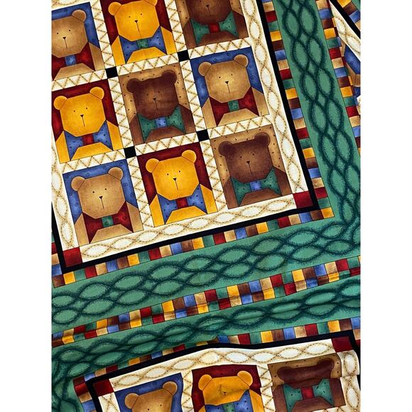 DEBBIE MUMM OOP Teddy Bears Bear OOP Pillow Panels Sold in Pairs Cotton 20 x 20 - Picture 2 of 3